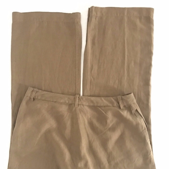 Ralph Lauren | Womens Brown Linen Silk Wide Leg - Picture 2 of 5